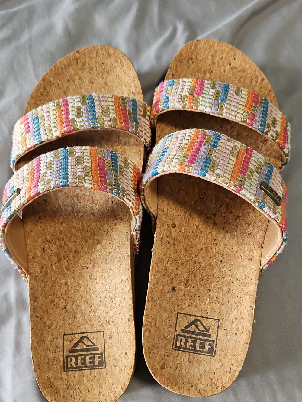 Reef Women's Multicolor Woven Double-strap Cork Slides